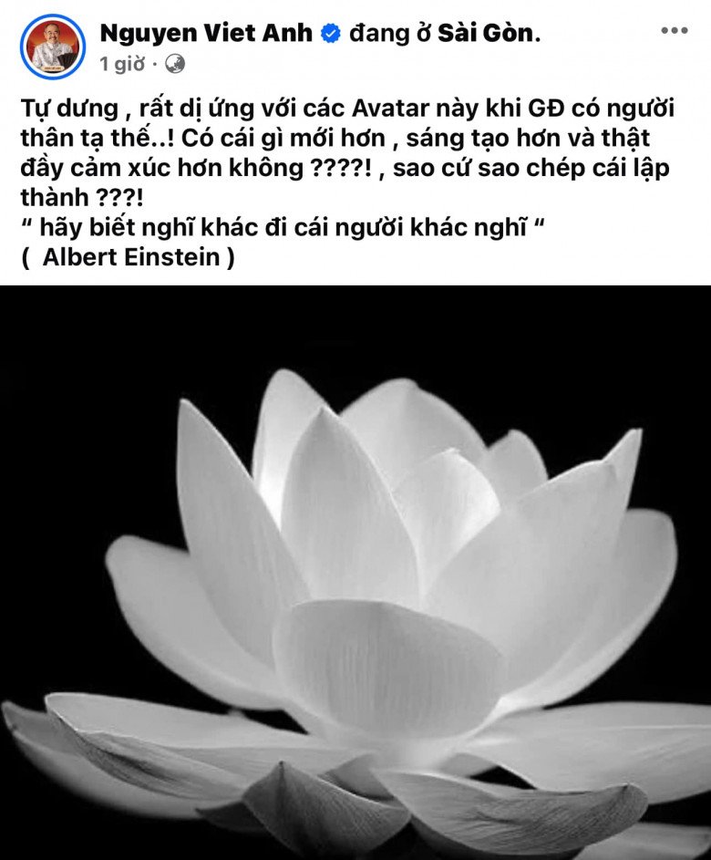 NSND Việt Anh lý giải phát ngôn "dị ứng với avatar hoa sen trắng khi gia đình có người tạ thế" đang bị chỉ trích